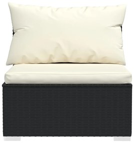 9 részes fekete polyrattan kerti ülőgarnitúra párnákkal