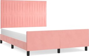 vidaXL rózsaszín bársony ágykeret fejtámlával 140 x 200 cm