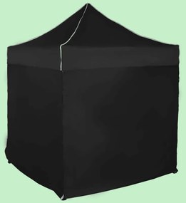 Gyorsan összecsukható sátor 2x2m – acél, Fekete, 4 oldalfal