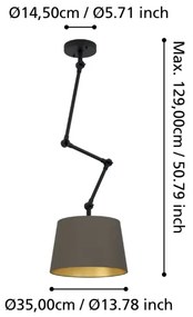 Eglo 390198 - Csillár rúdon PISTUNIO 1xE27/40W/230V barna