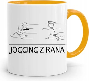 Sárga Rendőr Bögre Rendőrnő Kocogás Reggel Nyomtatott Fotóval