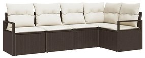 vidaXL Kanapé Szett párnával 5 pcs Barna polirattan