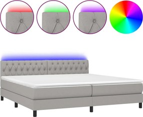vidaXL világosszürke szövet rugós és LED-es ágy matraccal 200x200 cm