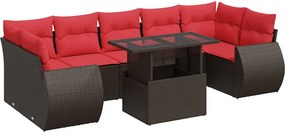 vidaXL 8 részes barna polyrattan akácfa kerti ülőgarnitúra párnákkal