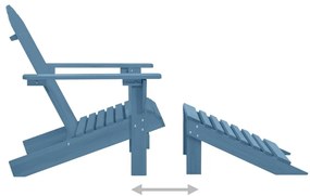 Kék tömör fenyőfa kerti Adirondack szék zsámollyal