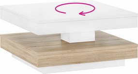 Dohányzóasztal, fehér/ sonoma tölgy, MANDY