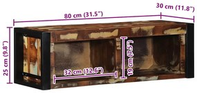 többszínű tömör újrahasznosított fa TV-szekrény 80x30x25 cm