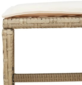 4 db bézs polyrattan kerti szék párnával 40x40x35 cm