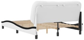 fehér és fekete műbőr ágykeret fejtámlával 120 x 200 cm