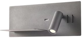 Redo 01-2985 - LED Fali spotlámpa BROOK LED/8W/230V + LED/3W USB fekete