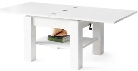 Fehér CALEB kihúzható, emelhető asztallapú konferencia- és étkezőasztal