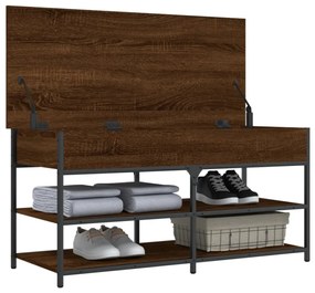 barna tölgy színű szerelt fa cipőtároló pad 100 x 42,5 x 50 cm