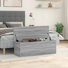 szürke sonoma színű szerelt fa tárolóláda 102 x 35 x 35 cm