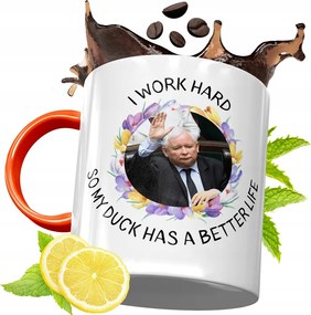 Narancssárga Bögre A Pis Elnökétől Jaroslaw Kaczynski fényképes nyomtatással