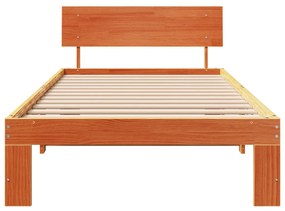 ágykeret fejtámlával viaszbarna 80x200 cm tölgyfából