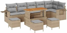 vidaXL Kerti Kanapé Szett 10 pcs Bézs polirattan