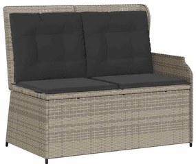 Kerti pad párnával Világosszürke Poli rattan