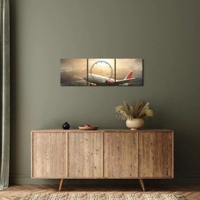 Kép - Repülőgép a felhőkben (órával) (90x30 cm)