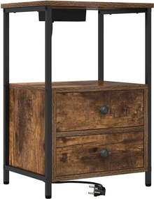 vidaXL Éjjeliszekrény fiókkal Füstölt tölgy 40 x 31 x 60 cm Faanyag