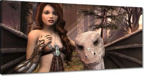 Vászonkép 120x60 Lány a sárkánnyal