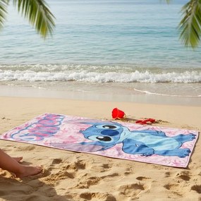 Disney Lilo és Stitch, A csillagkutya Pink Paradise fürdőlepedő, strand törölköző 70x140cm (Fast Dry)