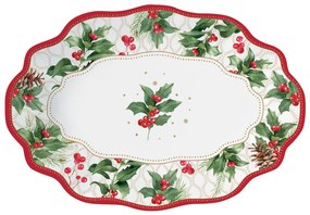 Karácsonyi porcelán ovális kínáló tál Christmas Berries