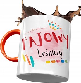 Narancssárga bögre az erdésznek Cool erdész mintával, fényképpel