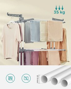 Összecsukható ruhaszárító kerekekkel, 4 szintes, fehér