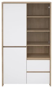 Fehér-natúr színű tálalószekrény tölgyfa dekorral 100x170x48 cm Next – Tvilum