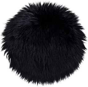 Mesterséges báránybőr ülőpárna, fekete, 35 cm