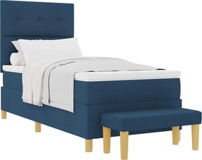 vidaXL Boxrugós ágy matracmal fejtámlával Kék 80 x 200 cm szövet