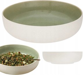 Nagy salátatál 27 cm Zöld kerámia étkészlet széles boho