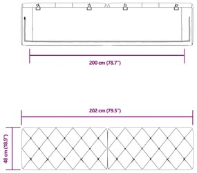 kék bársony fejtámla párna 200 cm