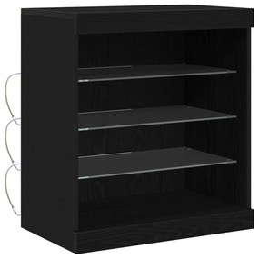 LED világítással ellátott fekete tölgy oldalrész 60,5x37x67 cm