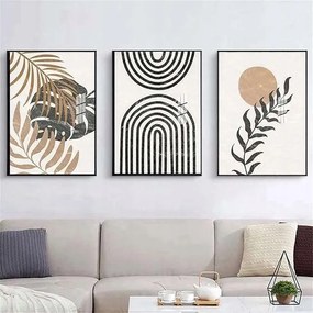 Vászonkép nappaliba 50x70 cm növénylevél mintával keret nélkül 3 db