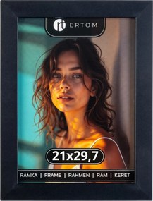 Képkeret 21x29.7 oklevél fekete üveg Ertom Vienna