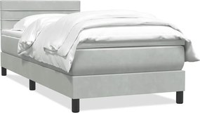 vidaXL világosszürke bársony rugós ágy matraccal 90x220 cm