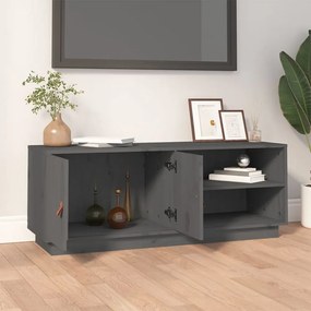 szürke tömör fenyőfa TV-szekrény 105x34x40 cm