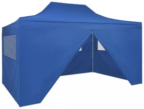 kék összecsukható sátor 4 oldalfallal 3 x 4,5 m