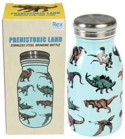 Világoskék rozsdamentes acél gyerek ivópalack 250 ml Prehistoric Land – Rex London