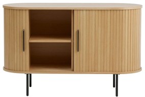Natúr színű komód tolóajtóval, tölgyfa dekorral 120x76x45 cm Nola – Unique Furniture