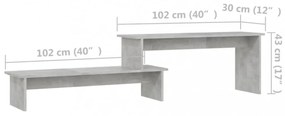 betonszürke szerelt fa TV-szekrény 180 x 30 x 43 cm
