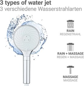 Fényes ezüstszínű műanyag zuhanyfej ø 12 cm Water Saving – Wenko