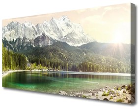 Vászonkép nyomtatás Hegység Forest Lake Landscape 125x50 cm