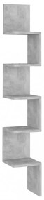betonszürke szerelt fa fali sarokpolc 20 x 20 x 127,5 cm