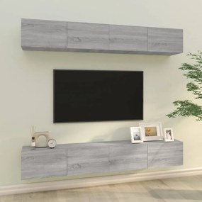 4 db szürke sonoma színű fali TV-szekrény 100 x 30 x 30 cm