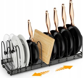 Serpenyő rendszerező vízszintes fekete Serpenyő Fedők Tányérok