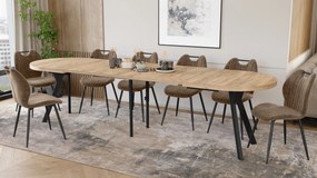 Mazzoni Ovális bővíthető étkezőasztal EXPANSO Craft Arany Tölgy / fekete lábak