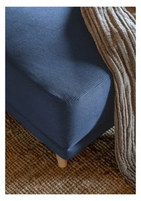 Sötétkék kordbársony kinyitható sarokkanapé (variálható) Lazy Lukka – Miuform