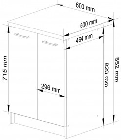 Konyhaszekrény OLIVIA S60 2D - fehér/beton.